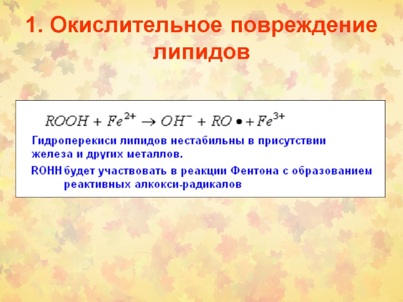 1. Окислительное повреждение липидов